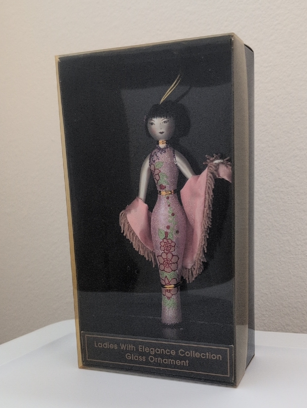 Ladies With Elegance Collection Pink Glass Ornament Doll NIB
